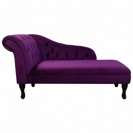 56" Medium Buttoned Chaise Longue in a Monaco Amethyst Supersoft Velvet Fabric