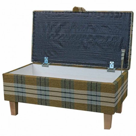 Storage Footstool, Ottoman, Pouffe in a Kintyre Pampas Tartan Fabric