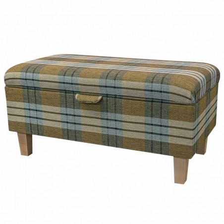 Storage Footstool, Ottoman, Pouffe in a Kintyre Pampas Tartan Fabric