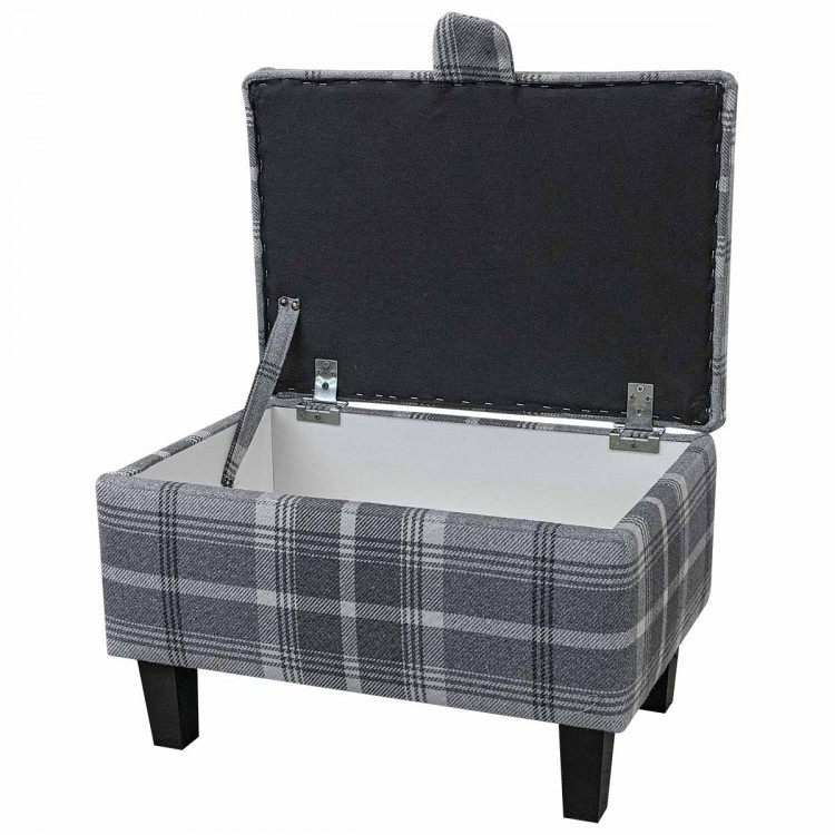 grey tartan ottoman with storage