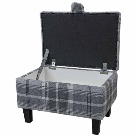 grey tartan ottoman with storage