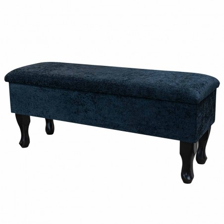 Large Dressing Table Storage Stool in Carlton Black Chenille Fabric