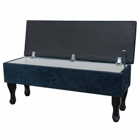 Large Dressing Table Storage Stool in Carlton Black Chenille Fabric