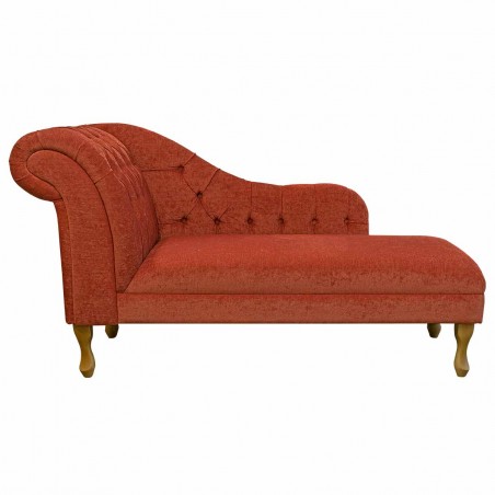 60" Large Deep Buttoned Chaise Longue in a Pimlico Crush Copper Fabric