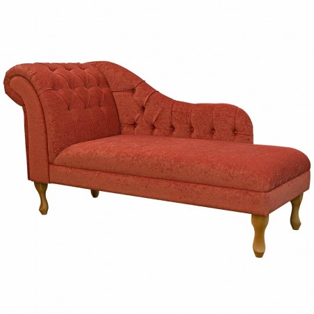 60" Large Deep Buttoned Chaise Longue in a Pimlico Crush Copper Fabric