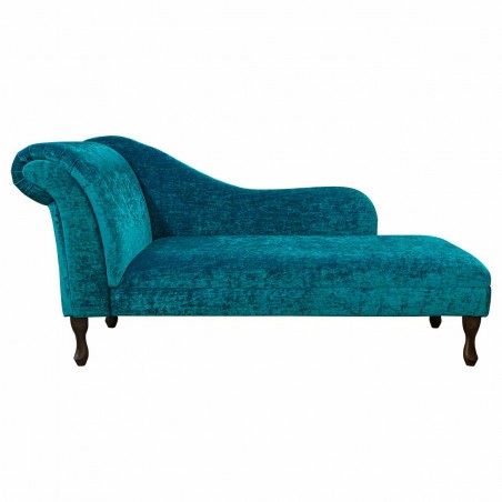 66" Large Chaise Longue in a Pastiche Crush Slub Teal Fabric