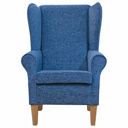 Large High Back Chair in a Coniston Floral Blue Fabric