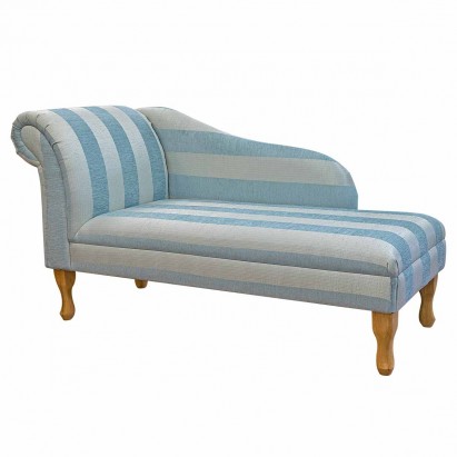 56" Medium Chaise Longue in a Woburn Blue Stripe Fabric