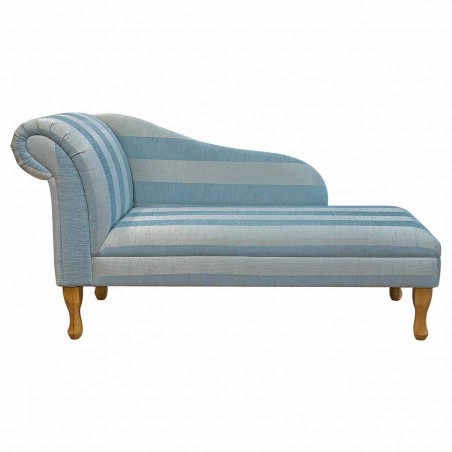 56" Medium Chaise Longue in a Woburn Blue Stripe Fabric