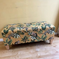 CHEEKY MONKEY 🐒 Our tropical ottoman is guaranteed to add a splash of colour to your interior 🎨🟡⁠
⁠
- British Handmade 🇬🇧⁠
- 30 Years + Experience ⭐⁠
⁠
#ottoman #stool #botanical #furniture #furnituredesign #homedecor #homeinspo #handmade #interiordesign #furnituremaker #bespokefurniture #luxuryfurniture #Beaumont #BeaumontBPT #upholstery #fabric #interior #sofa #daybed